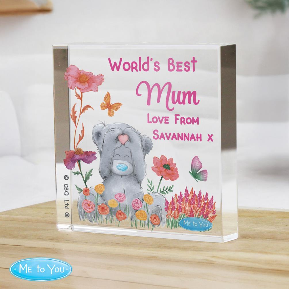 Personalised Me to You Flowery Large Crystal Block Extra Image 3